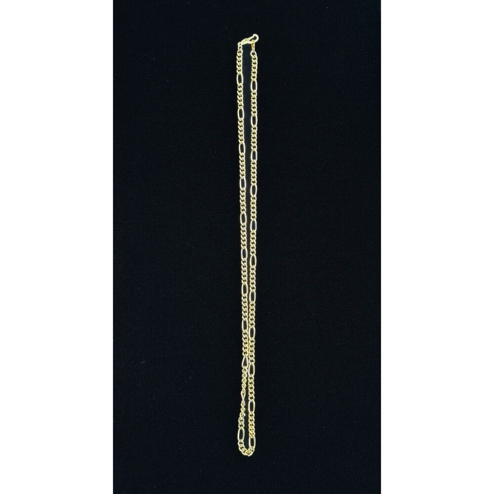 Vintage 14K Gold Plated Figaro Chain Necklace – 18” – Classic Unisex Style